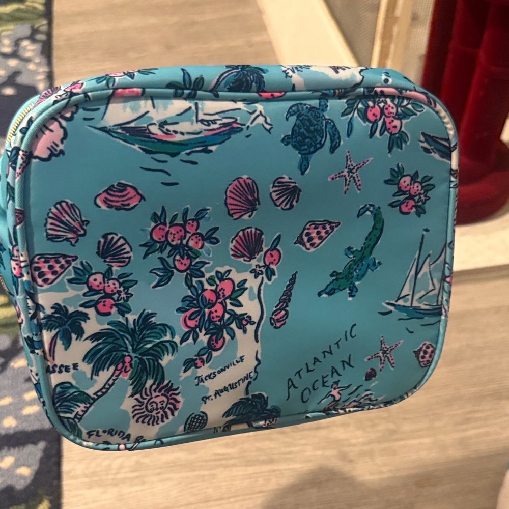 Lily Blue Floral Travel Cosmetic Bag - Picture 5 of 7